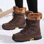 Damen wasserdichte Winterstiefel mit Kunstfellfutter