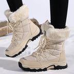 Damen wasserdichte Winterstiefel mit Kunstfellfutter