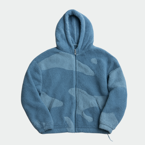 Herren Fleecejacke mit Kapuze und Reissverschluss