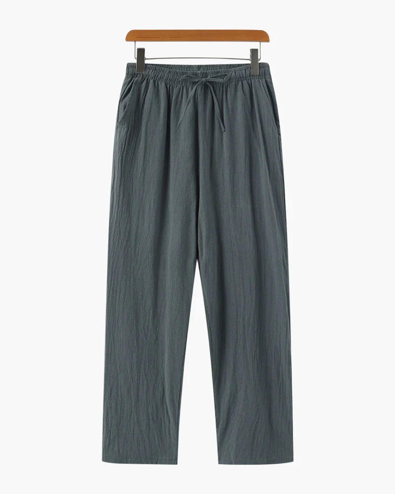 Damen Leinenhose weit mit Kordelzug