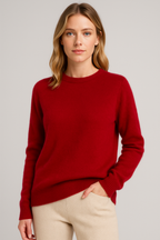 Damen Kaschmir Pullover mit Rundhalsausschnitt weich