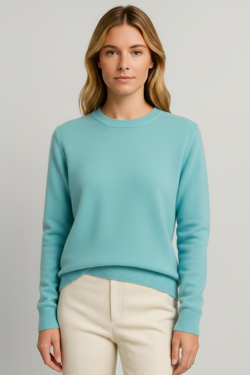 Damen Kaschmir Pullover mit Rundhalsausschnitt weich