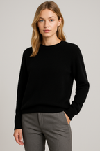 Damen Kaschmir Pullover mit Rundhalsausschnitt weich