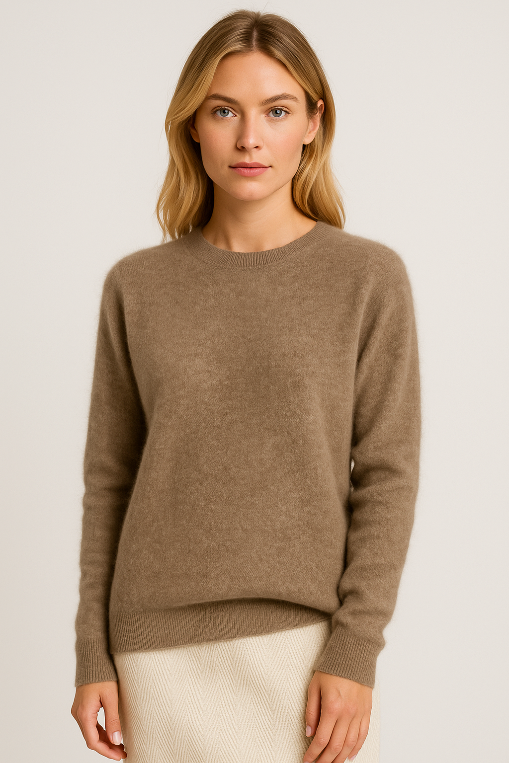 Damen Kaschmir Pullover mit Rundhalsausschnitt weich
