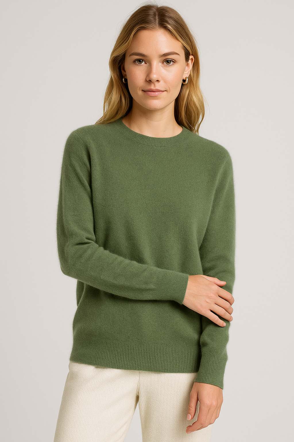 Damen Kaschmir Pullover mit Rundhalsausschnitt weich