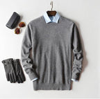 Herren Kaschmir Pullover mit Rundhals und V Ausschnitt
