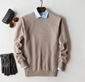 Herren Kaschmir Pullover mit Rundhals und V Ausschnitt