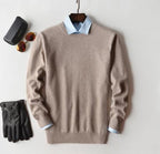 Herren Kaschmir Pullover mit Rundhals und V Ausschnitt