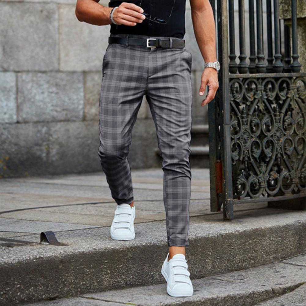 Herren bequeme Chinohose mit Karomuster