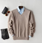 Herren Kaschmir Pullover mit Rundhals und V Ausschnitt