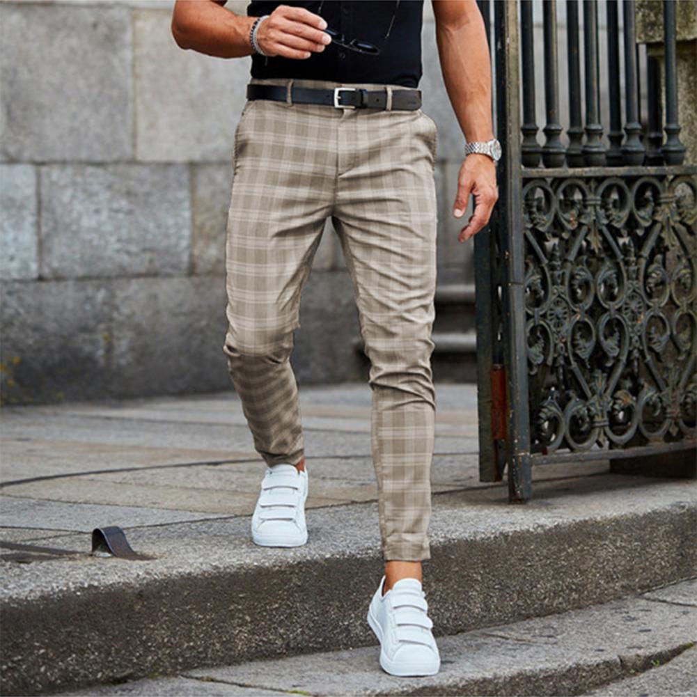 Herren bequeme Chinohose mit Karomuster
