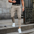 Herren bequeme Chinohose mit Karomuster