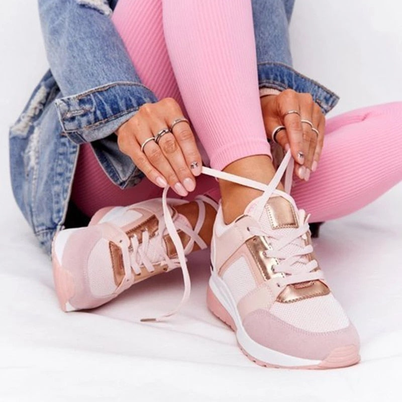 Damen Sneaker mit Keilabsatz und Reissverschluss