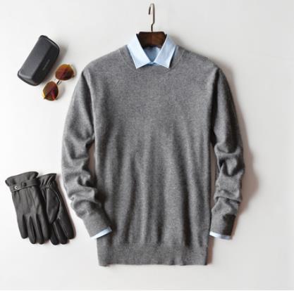 Herren Kaschmir Pullover mit Rundhals und V Ausschnitt