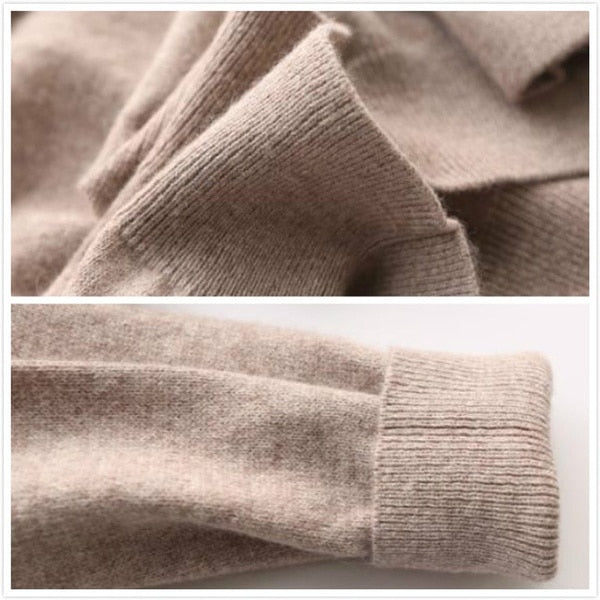 Herren Kaschmir Pullover mit Rundhals und V Ausschnitt