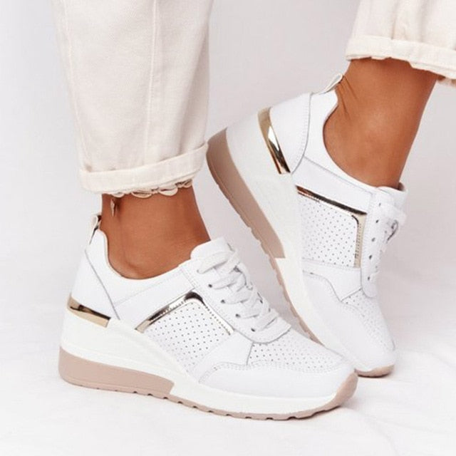 Damen Sneaker mit Keilabsatz und Reissverschluss