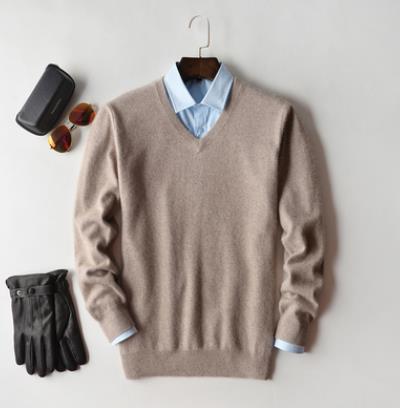 Herren Kaschmir Pullover mit Rundhals und V Ausschnitt