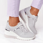 Damen Sneaker mit Keilabsatz und Reissverschluss