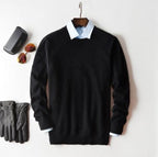 Herren Kaschmir Pullover mit Rundhals und V Ausschnitt