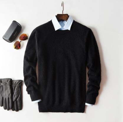 Herren Kaschmir Pullover mit Rundhals und V Ausschnitt