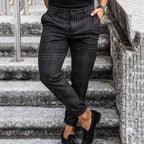 Herren bequeme Chinohose mit Karomuster
