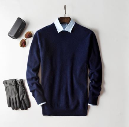 Herren Kaschmir Pullover mit Rundhals und V Ausschnitt