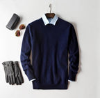 Herren Kaschmir Pullover mit Rundhals und V Ausschnitt
