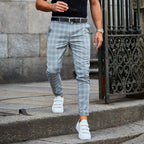 Herren bequeme Chinohose mit Karomuster