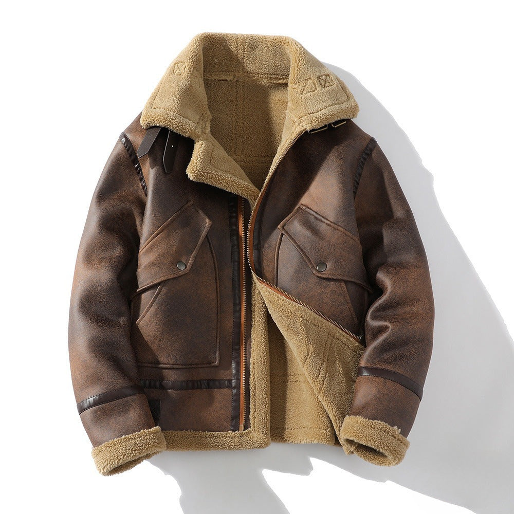 Herren Aviatorjacke mit Fellkragen