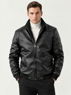 Herren Lederjacke mit Stehkragen
