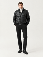 Herren Lederjacke mit Stehkragen