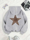 Damen Hoodie mit Leopardenstern auf dem Rücken