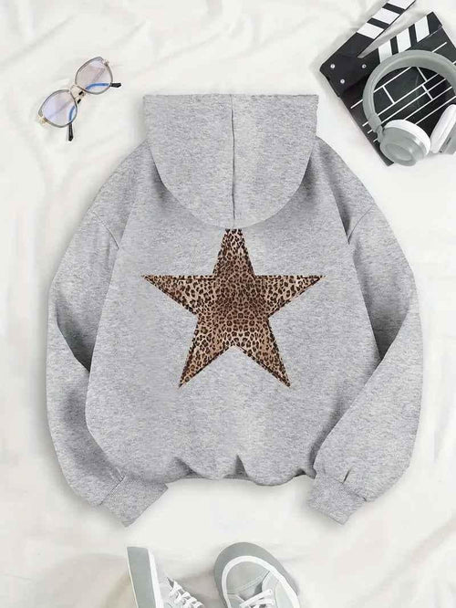 Damen Hoodie mit Leopardenstern auf dem Rücken