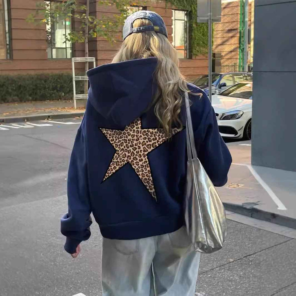 Damen Hoodie mit Leopardenstern auf dem Rücken
