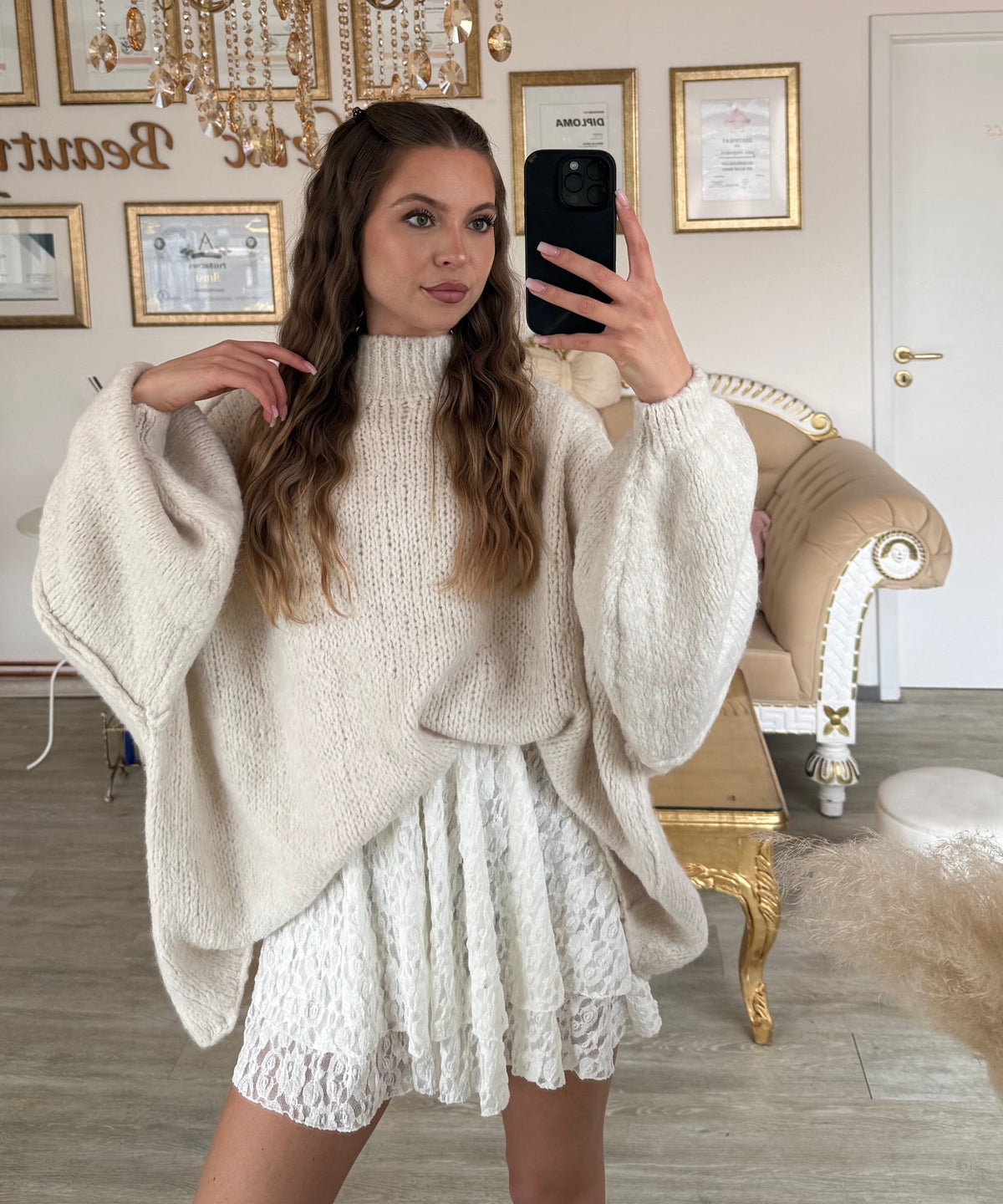 Damen Oversize Pullover weich und kuschelig