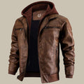Herren Lederjacke mit Kapuze und Reissverschluss