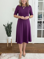 Damen Midi Kleid mit halben Ärmeln elegant und fließend