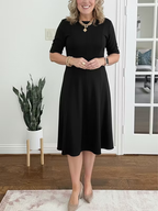 Damen Midi Kleid mit halben Ärmeln elegant und fließend
