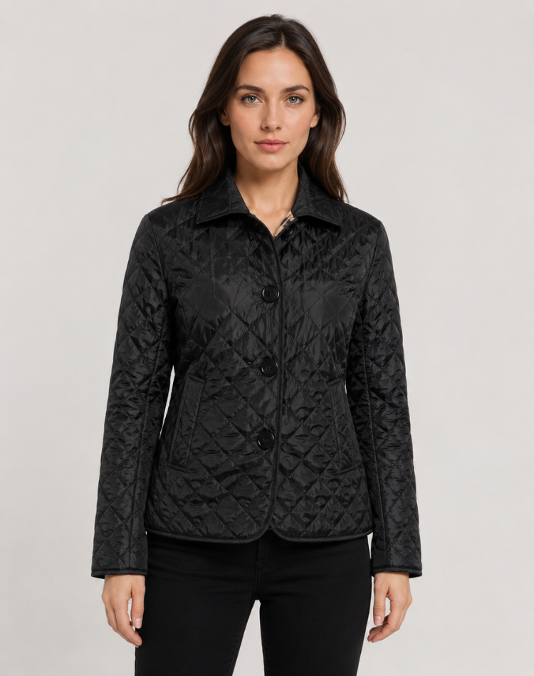 Damen Steppjacke mit Kragen und Knopfverschluss