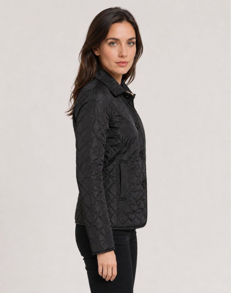 Damen Steppjacke mit Kragen und Knopfverschluss