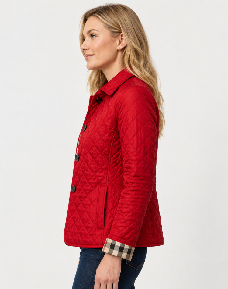Damen Steppjacke mit Kragen und Knopfverschluss