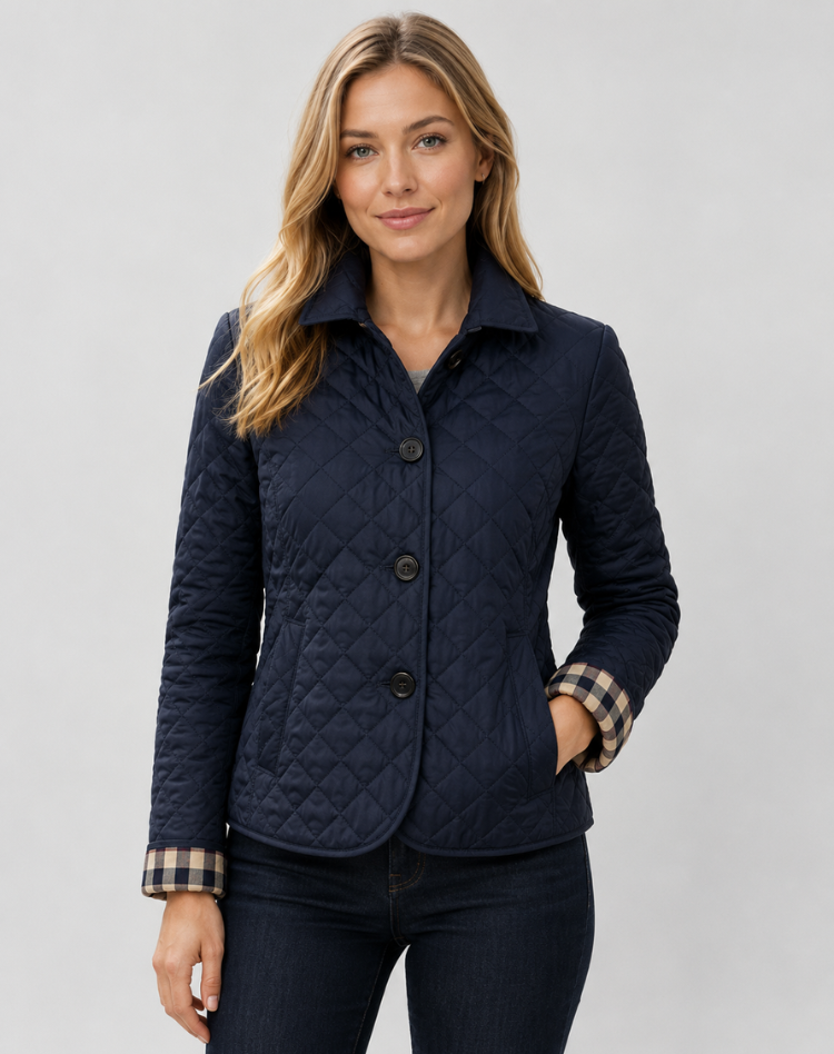 Damen Steppjacke mit Kragen und Knopfverschluss