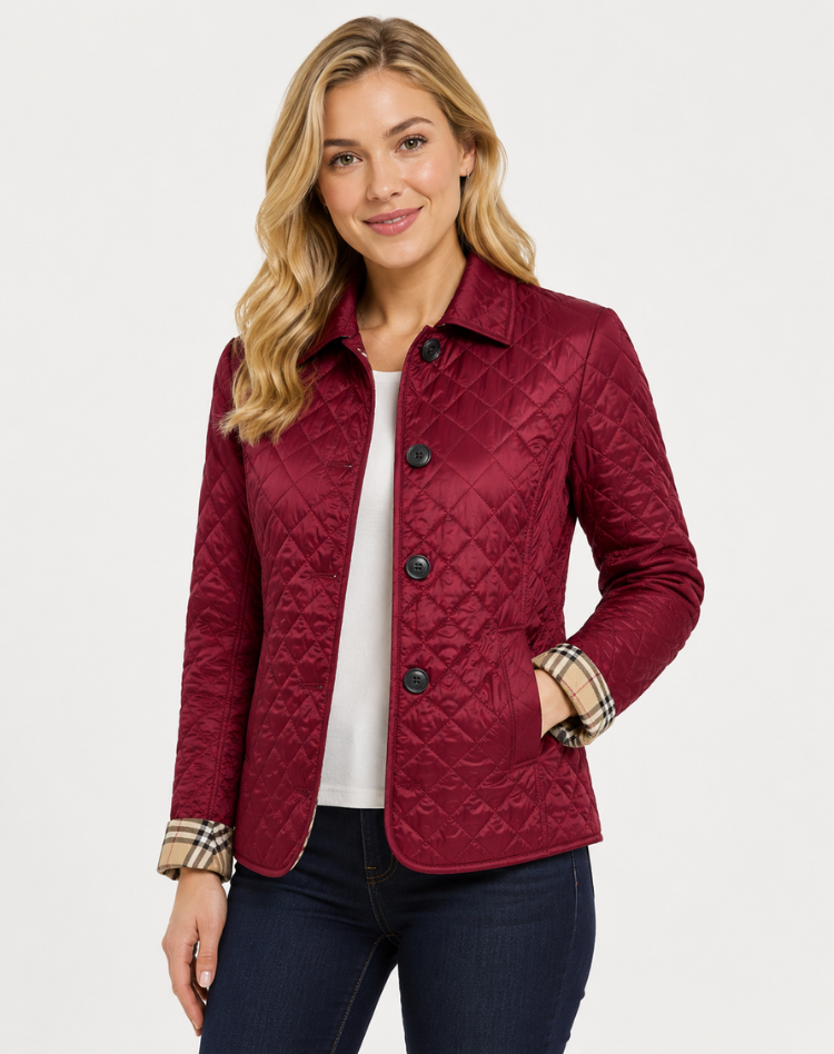 Damen Steppjacke mit Kragen und Knopfverschluss