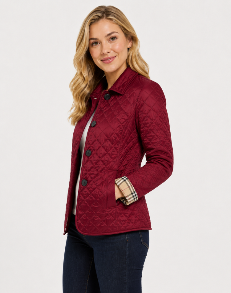 Damen Steppjacke mit Kragen und Knopfverschluss