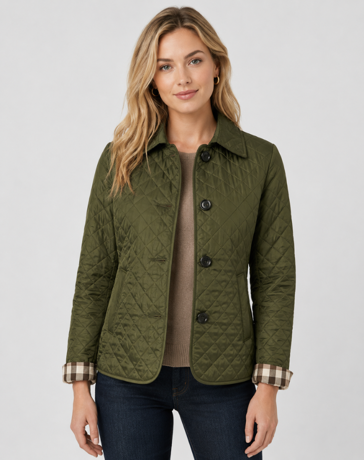 Damen Steppjacke mit Kragen und Knopfverschluss