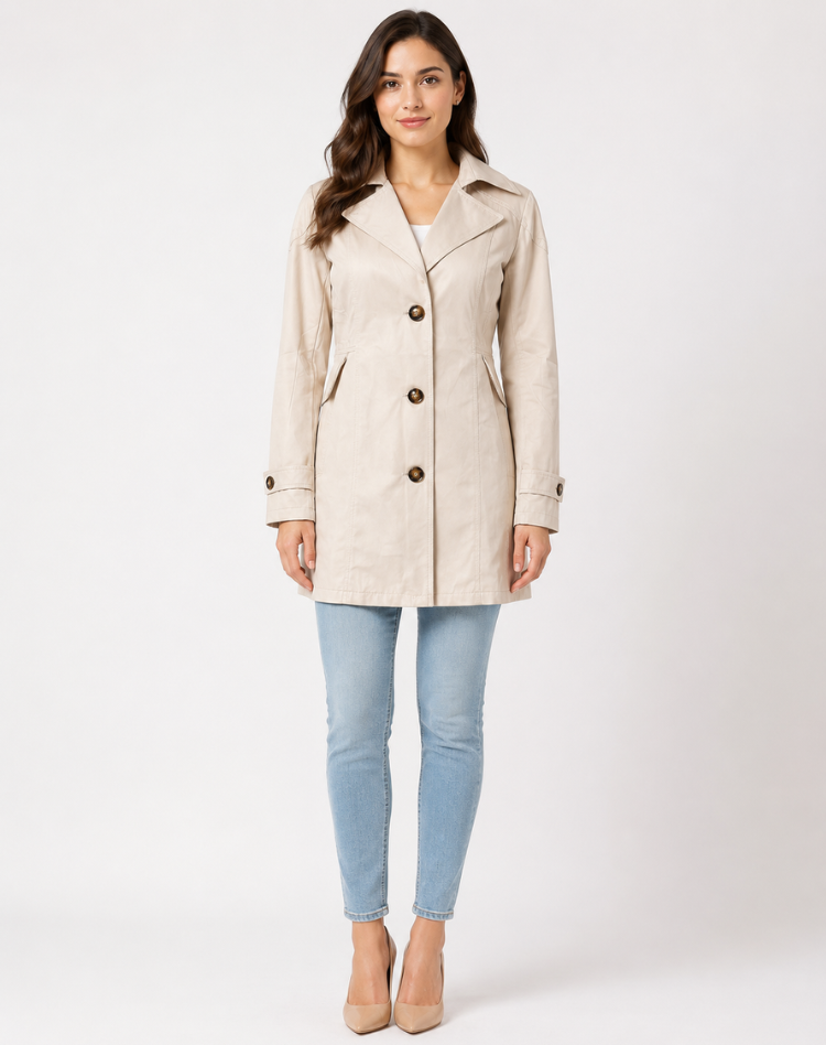 Damen kurzer Trenchcoat mit Reverskragen