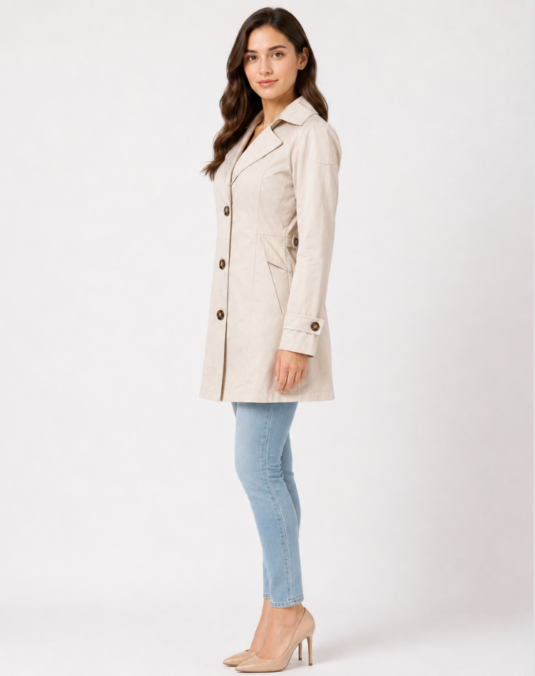 Damen kurzer Trenchcoat mit Reverskragen