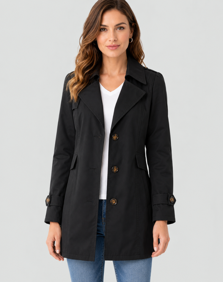 Damen kurzer Trenchcoat mit Reverskragen