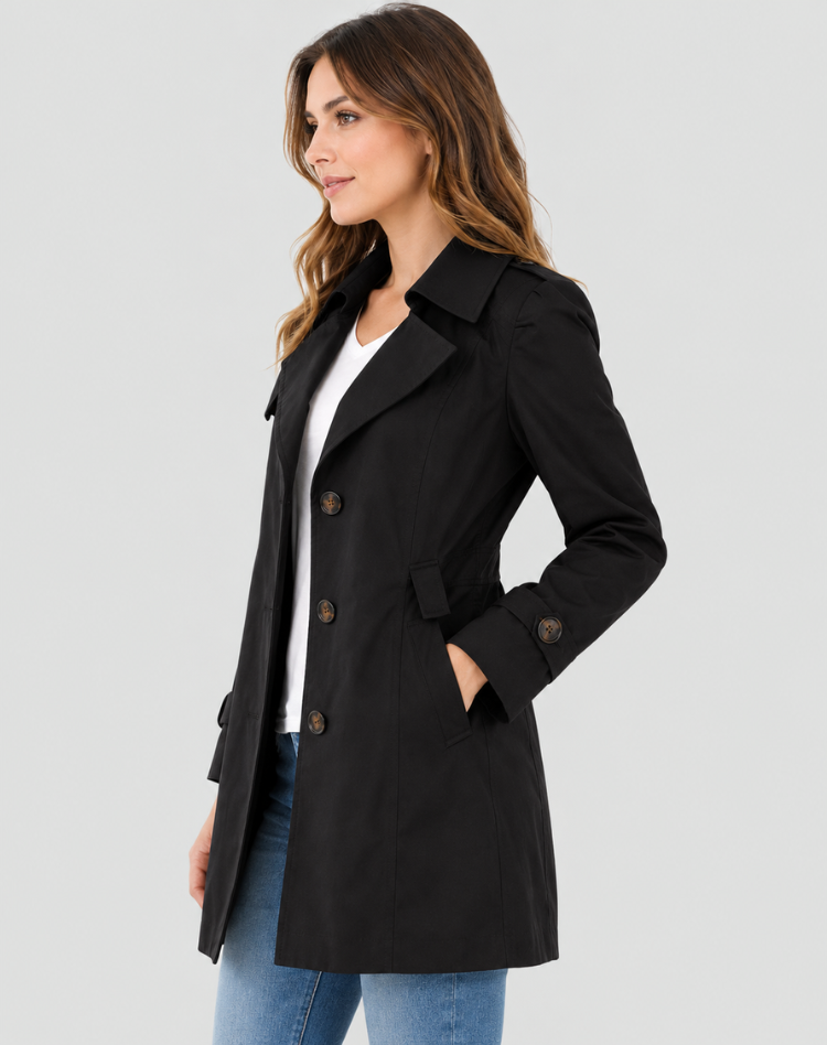 Damen kurzer Trenchcoat mit Reverskragen