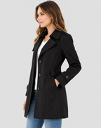 Damen kurzer Trenchcoat mit Reverskragen